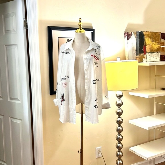 Shein,Graffiti Cool Art-2-Wear, Shirt! Button-Up Shirt Dress,Cover-Up, Size 4X - Picture 8 of 10